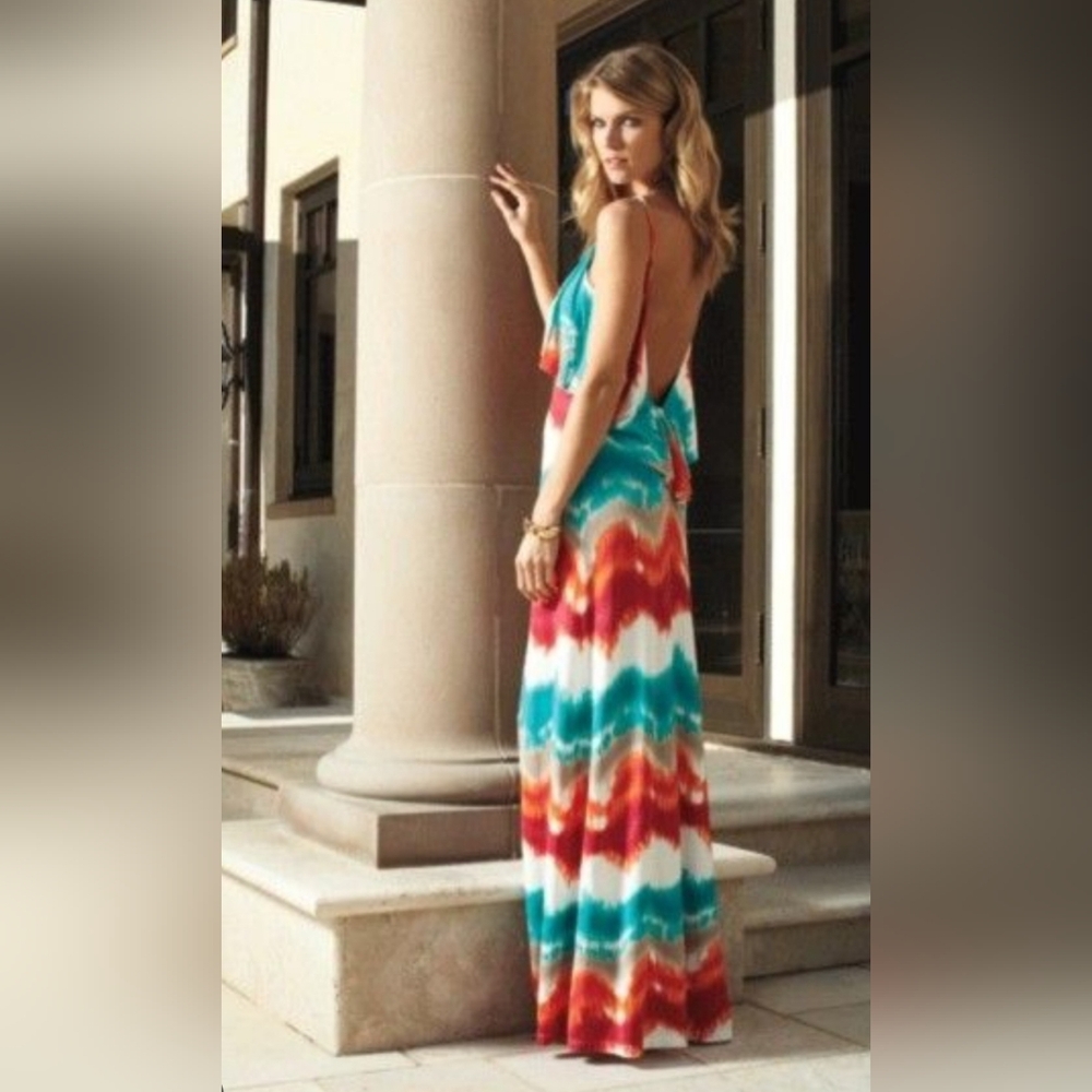 Boston Proper Blue and Red Halter Sundress